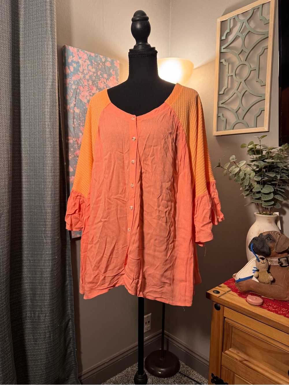 Chic Soul Coral and Orange Blouse